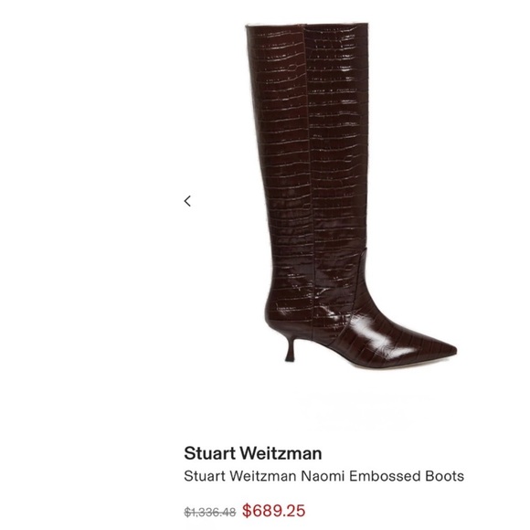 Stuart Weitzman Naomi Embossed Boots women size 7.5 preowned